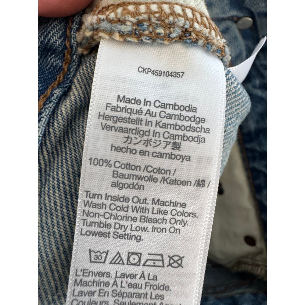 Madewell Relaxed Denim Mini Short Blue Raw Hem Sz 24 - Picture 7 of 7